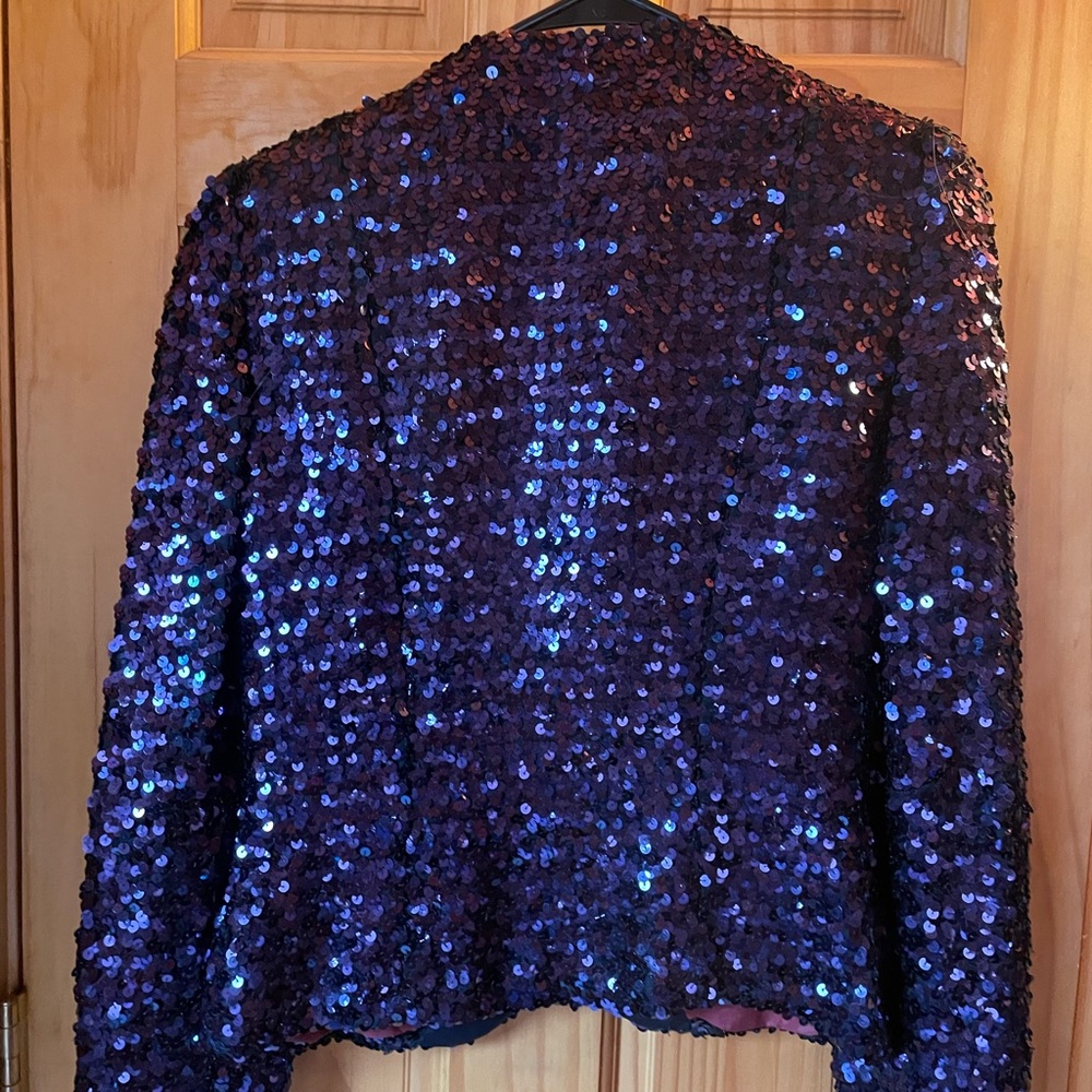 Heléne Sidel vintage purple sequin blazer size 6.